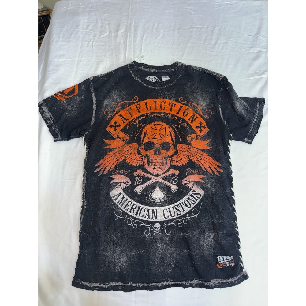 Vintage NWOT Y2k Affliction American Custom skull shirt Men's M